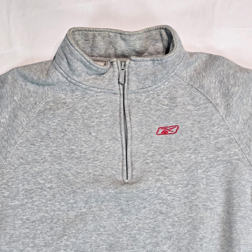 Reebok Mens Quarter Zip Sweatshirt Gray Large Pullover RBLK111704 Logo Fleece - Picture 3 of 14